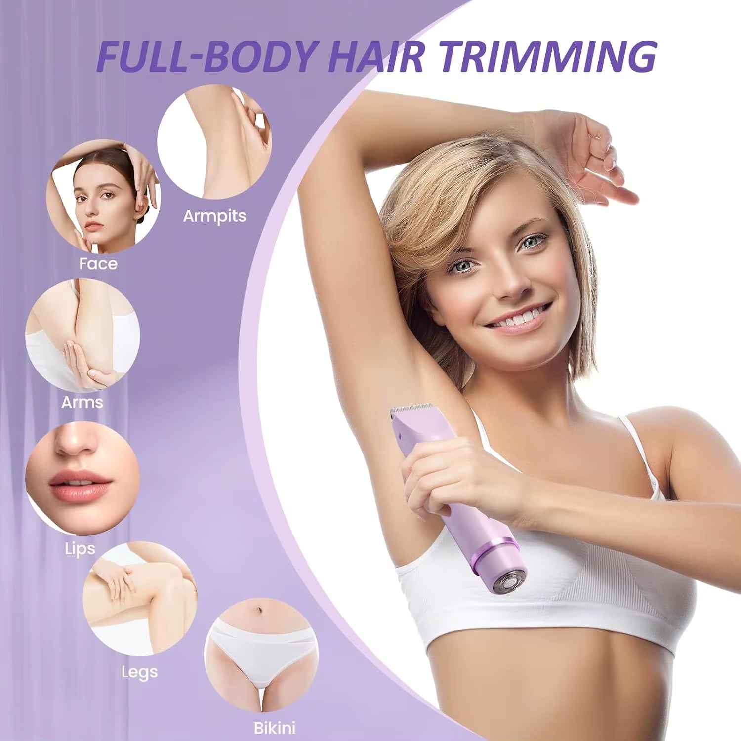 Electric Razors for Women 2 in 1 Electric Shaver for Pubic Hair Trimmer IPX7 Waterproof Wet&Dry Use Bikini Shaver for Body