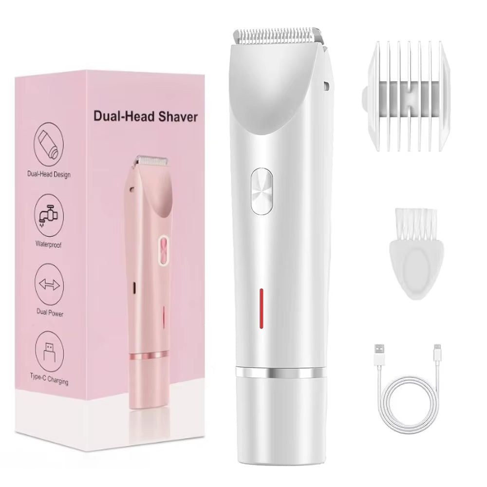 Electric Razors for Women 2 in 1 Electric Shaver for Pubic Hair Trimmer IPX7 Waterproof Wet&Dry Use Bikini Shaver for Body