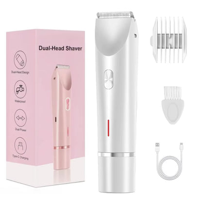 Electric Razors for Women 2 in 1 Electric Shaver for Pubic Hair Trimmer IPX7 Waterproof Wet&Dry Use Bikini Shaver for Body