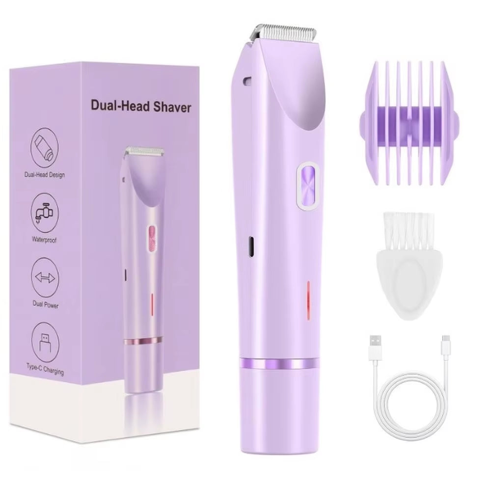 Electric Razors for Women 2 in 1 Electric Shaver for Pubic Hair Trimmer IPX7 Waterproof Wet&Dry Use Bikini Shaver for Body